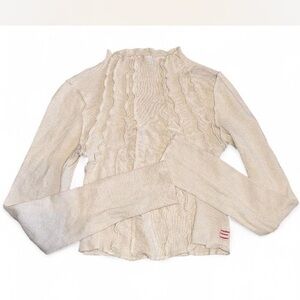 urban outfitters Cream Long Sleeve Ruffled Top
